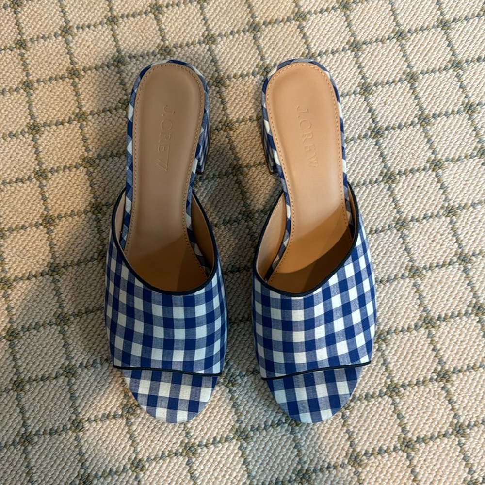 Jcrew gingham block heel, Size 7. Great condition barely worn!